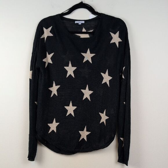 Rails Black and Cream Star Patterned Linen Top Lightweight Sweater Size M - Picture 11 of 11